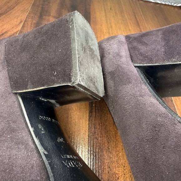 Prada Brown Suede Pointed Block Heel Pumps - Picture 8 of 9